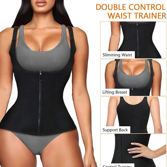 Corsetto Modellatore da Donna con Zip – Gilet Body Shaper, Fascia Snellente, Cintura Sportiva in Neoprene, Canotta Sauna Cincher Shapewear ✅